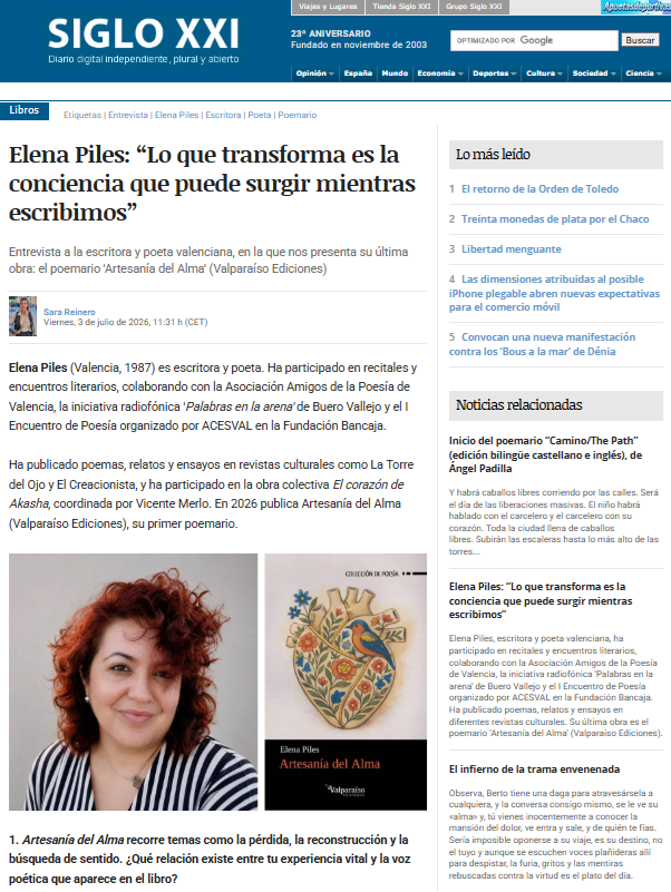 Entrevista Diario Siglo XXI