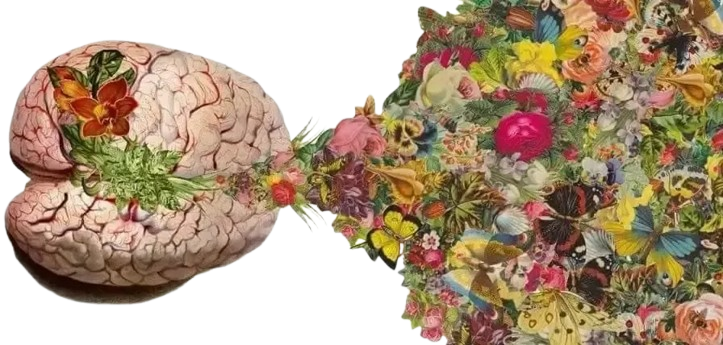 Collage surrealista: la palabra que florece