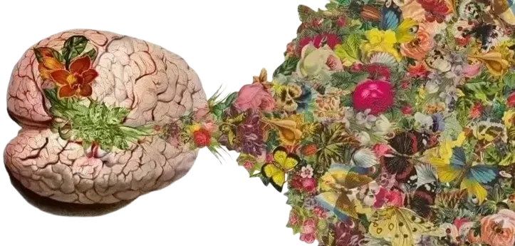 Collage surrealista: la palabra que florece